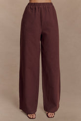 Janayia Cotton Wide Leg Pants - Dark Espresso